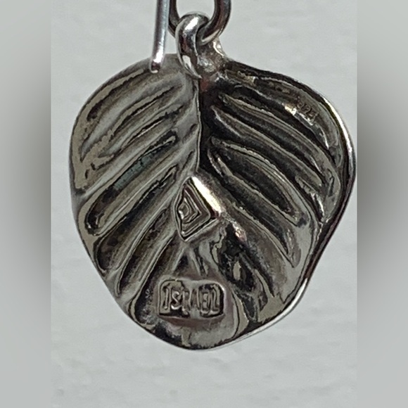 Silpada Vintage Rare Sterling Silver GROW Leaf Fr Wire Earrings (Israeli made) - Picture 4 of 9